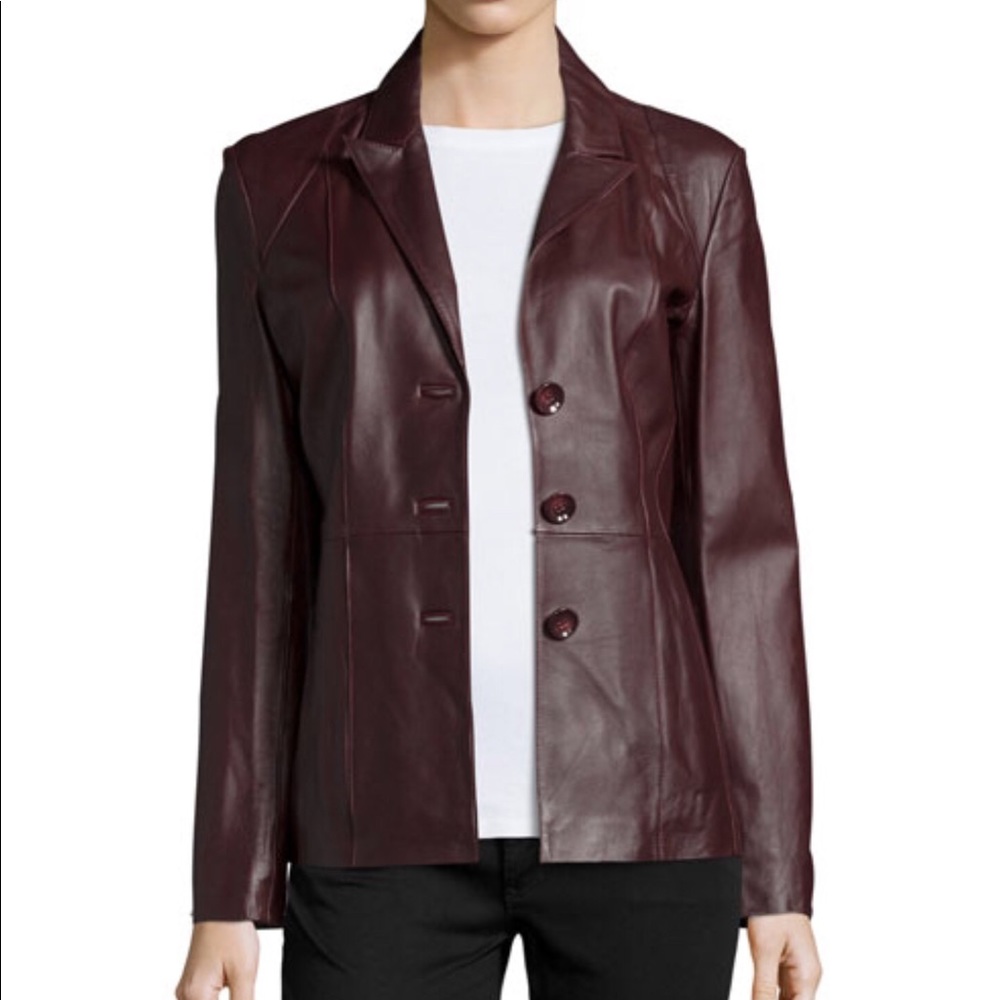 New Neiman Marcus Exclusive Fitted Leather Blazer - Picture 4 of 11